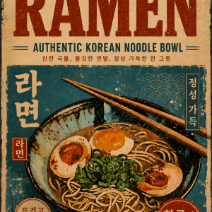 Korean Ramen Bowl | 3D Sculpted Metal Poster