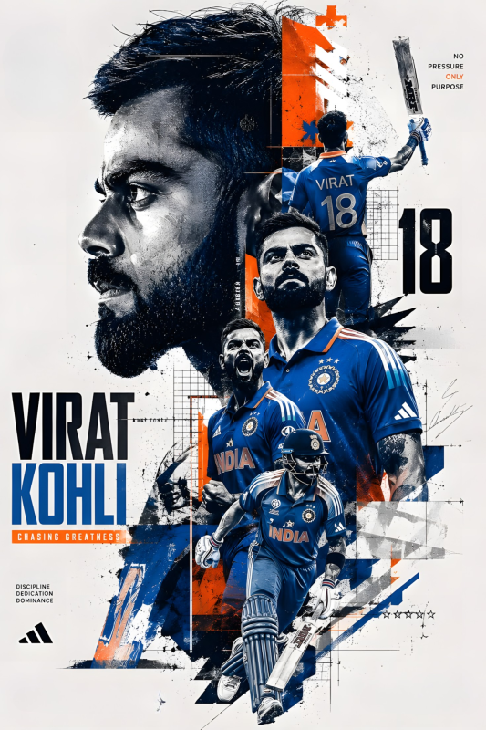 Virat Kohli | 3D Sculpted Metal Poster