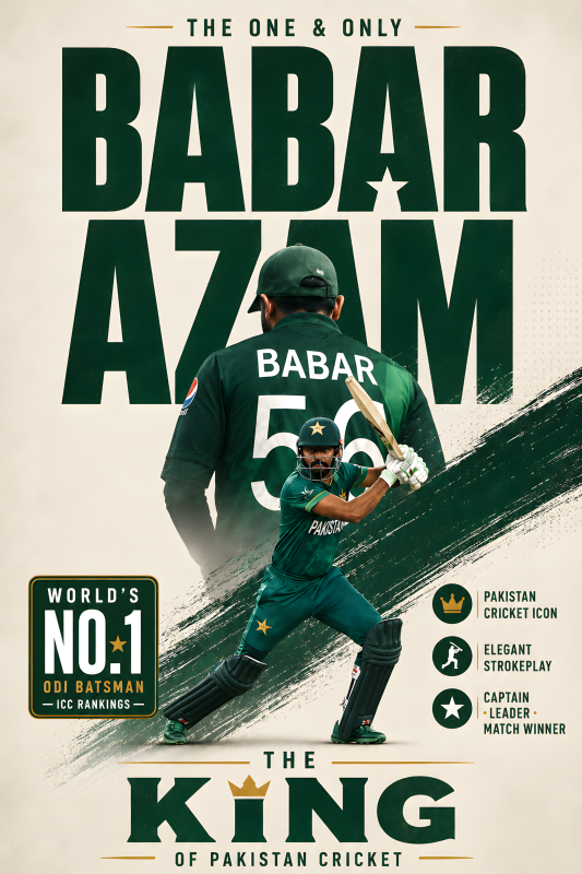 Babar Azam | 3D Sculpted Metal Poster