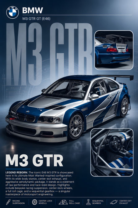 BMW M3 GTR | 3D Sculpted Metal Poster