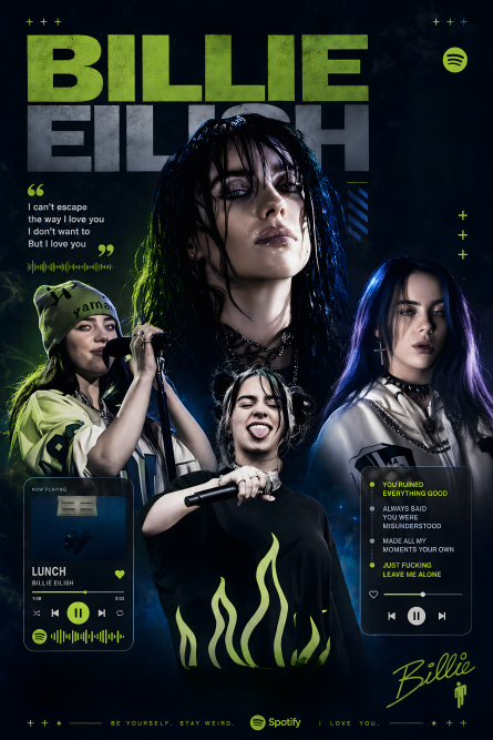 Billie Eilish | 3D Textured Metal Poster