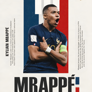 Kylian Mbappé | 3D Sculpted Metal Poster