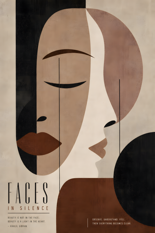 Faces in Silence | 3D Sculpted Metal Poster