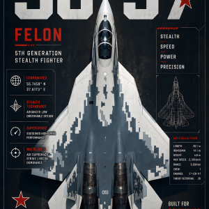 Su 57 Felon | 3D Sculpted Metal Poster