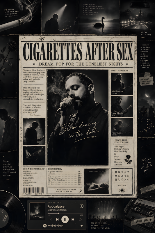 Cigarettes After Sex | 3D Textured Metal Poster