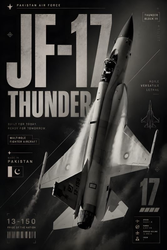 JF-17 Thunder | 3D Textured Metal Poster