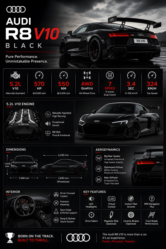Audi R8 V10 | 3D Sculpted Metal Poster