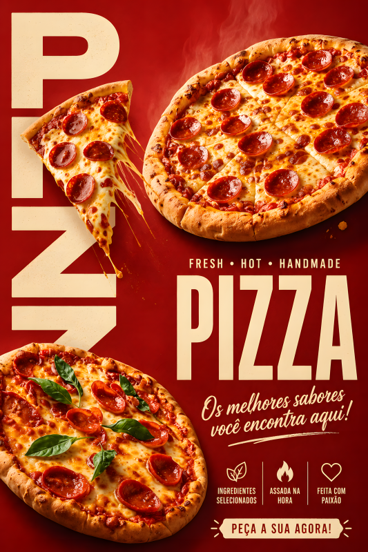 Hot Slice Pizza | 3D Sculpted Metal Poster