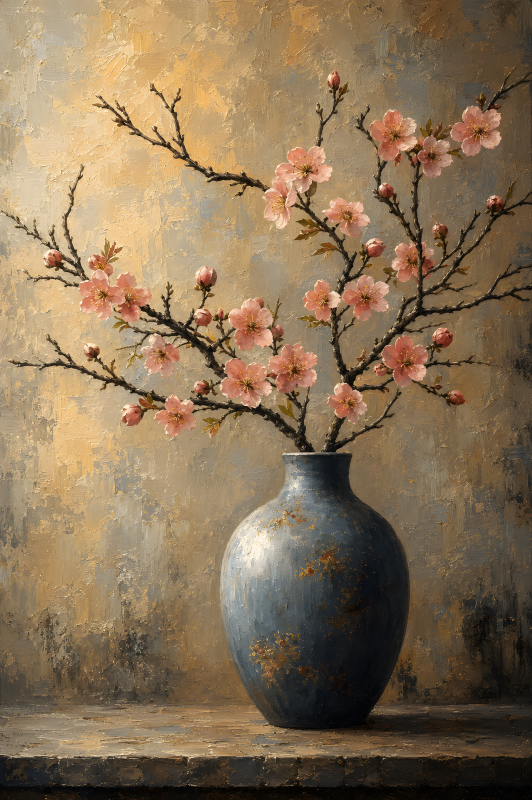 Cherry Blossom Branch | 3D Sculpted Metal Poster